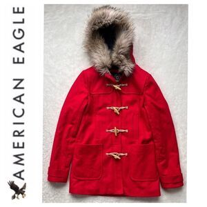 American Eagle Outfitters Red Toggle & Rope Duffle Wool Coat Jacket, Size Small